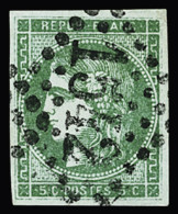 Obl N°42Bb 5c Vert émeraude Foncé, Bien Margé, Obl. GC 1542 De Fontenay Le Comte (Vendée), TB, R, Superbe Nuance Très Bi - 1870 Emisión De Bordeaux