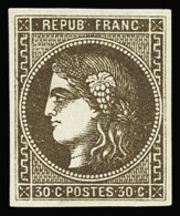 Obl N°47d 30c. Brun Foncé, Neuf Sans Gomme, TB. Signé JF. Brun - 1870 Bordeaux Printing
