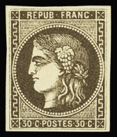 * N°47e 30c. Brun, Variété R Relié Au Cadre, Neuf *, TB - 1870 Bordeaux Printing