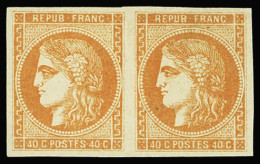 * N°48 40c Orange En Paire, Neuf *, TB. Signé A.Brun - 1870 Uitgave Van Bordeaux