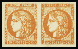 Obl N°48 40c. Orange, En Paire, Neuf Sans Gomme, TB - 1870 Ausgabe Bordeaux