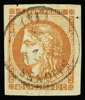 Obl N°48 40c. Orange, Obl. CàD T16 Saignes (Cantal), TTB. Signé Calves - 1870 Emission De Bordeaux