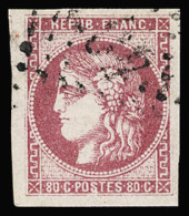 Obl N°49 80c. Rose, Obl. GC, Avec Voisin, Très Frais, TTB - 1870 Bordeaux Printing