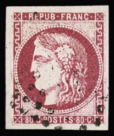 Obl N°49 80c. Rose Tirant Sur La Carminé, Obl., TB - 1870 Bordeaux Printing