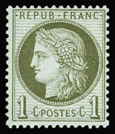 * N°50 1c.  Vert Olive, Neuf Avec Trace De Charnière Propre, TB - 1871-1875 Cérès