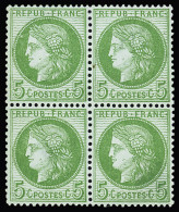 Bloc De 4,* N°53 5c Vert-jaune S. Azuré En Bloc De 4 Neuf, *, Très Frais, TB - 1871-1875 Ceres