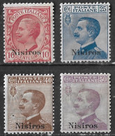 DODECANESE 1912 Italian Stamps With Black Overprint NISIROS 4 Values From The Set Vl. 3-5/7 MH - Dodekanesos