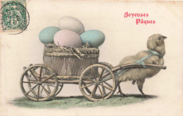 FÊTES ET VOEUX - Joyeuses Pâques - Poussin Tirant Une Charette - Colorisé - Carte Postale Ancienne - Pâques