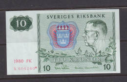 SWEDEN - 1980 10 Kronor (* Replacement) AUNC/XF Banknote As Scans - Sweden