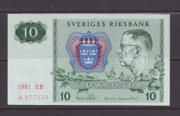 SWEDEN - 1981 10 Kronor AUNC/XF Banknote As Scans - Zweden