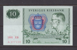 SWEDEN - 1981 10 Kronor AUNC/XF Banknote As Scans - Sweden
