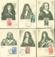 Série Complète Cartes Maximum YT 612 à 617 1944 Cote 130 Euros Louis XIV Colbert Pascal Condé Mansart Molière - 1930-1939