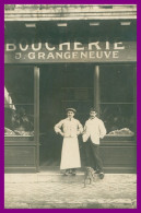 * Cp Photo - BOUCHERIE GRANGENEUVE - 2 Hommes Devant Le Commerce - Chien - JOSEPH FAUCHE FOUCHE ? - Magasins