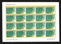 Argentina 1999 35c Mailing Minorista Self-Adhesive Complete Mini Sheet Mate Paper MNH - Ungebraucht