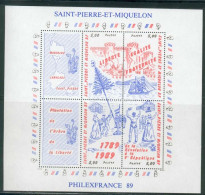 SAINT PIERRE ET MIQUELON MNH ** 504-507 Bloc 3 Bicentenaire De La Révolution Francaise Déclaration Droits De L'homme - Blocs-feuillets