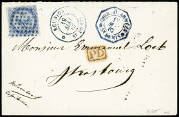 Lettre Col. Gen. N°4 OBL Losange De Points Bleu + CAD Bleu "Réunion St Denis" (1867) + CAD Octogonal Bleu "Corr. D. Arme - Autres & Non Classés