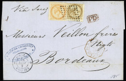 Lettre Col. Gen. N°3+5 OBL Losange De Points Muet + CAD "Réunion St Denis" (1870) Sur Lettre Pour Bordeaux. TB - Otros & Sin Clasificación