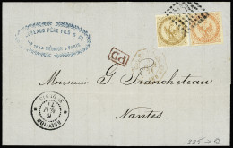 Lettre Col. Gen. N°3+5 OBL Losange De Points Muet + CAD "Réunion St Denis" (1871) Sur Lettre Pour Nantes. TB - Sonstige & Ohne Zuordnung