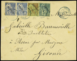 Devant De Lettre N°20 + 22 En Paire + 29 OBL CAD Bleu "Réunion St Denis" (1892) Sur Devant De Lettre, Bon AFF. TB - Sonstige & Ohne Zuordnung