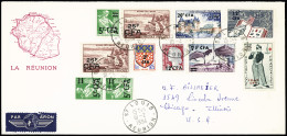 Lettre 3 Lettres AFF Divers Dont PA50 OBL CAD Pointillé "Petite Ile Réunion" (1955) Seul Sur Lettre Recommandée Avion Po - Briefe U. Dokumente