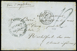 Lettre Lettre Non Affranchie Avec CAD "Col. Franc. Amb. Calais K" (1860) + Cachet Noir "Direction De La Poste Aux Lettre - Brieven En Documenten