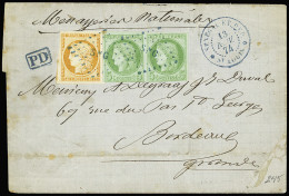 Lettre Col. Gen N°13+17 En Paire OBL Losange De Points Bleu "SNG" + CAD Bleu "Sénégal Et DEPces St Louis" (1874) Sur Let - Covers & Documents