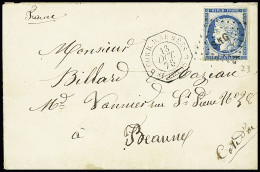 Lettre Col. Gen. N°23, 25c Bleu, OBL Losange De Points "SNG" + CAD Octogonal "Corr D'armées St Louis" (1876) Sur Lettre  - Covers & Documents