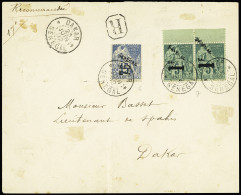 Lettre N°6 + 7 En Paire OBL CAD "Dakar Sénégal" (1892) Sur Lettre Recommandée Locale Avec En Arrivée CAD Ondulé Type Tél - Lettres & Documents