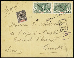 Lettre N°15 + 33 En Paire Annulés Croix à La Plume + Mention Manuscrite "origine Dakar" Sur Lettre Avec Griffe Encadrée  - Covers & Documents