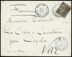 Lettre Colonies Générales N°54 OBL CAD Bleu "Siguiri Soudan Français" (1892) Sur Lettre Pour Cogolin Avec CAD Bleu "Soud - Lettres & Documents