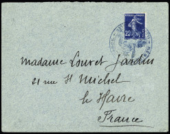 Lettre France N°140, 25c Semeuse Bleu, OBL Grand Cachet Avec Déesse Assise "Résidence De France. Iles Kerguelen" Sur Let - Otros & Sin Clasificación