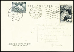 Lettre Carte Postale EPF (aurore Boréale) Avec Double AFF France N°829 OBL Paris 62 (23.7.49) + Groenland N°7 OBL Godtha - Other & Unclassified