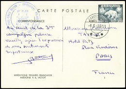 Lettre Groenland N°7 OBL Jakobshavn (4.6.1951) Sur Carte Postale EPF (aurore Boréale), Signée Lucien Bertrand. TB - Autres & Non Classés