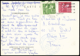 Lettre USA N°370+371 OBL Grand CAD "US Navy 11076 BR" (8 Mai 1950) Sur Carte Postale EPF (aurore Boréale) écrite Par Sté - Autres & Non Classés