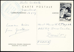 Lettre N°829, Non Oblitéré Sur Carte Postale Des EPF (aurore Boréale) Avec Rare Cachet Vert "Expéditions Polaires França - Sonstige & Ohne Zuordnung