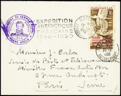 Lettre TAAF PA N°1 Avec Double CAD "Terre Adélie Antarctique" (15.2.49 Et 20.1.50) Sur Lettre Avec Cachet Illustré De L' - Otros & Sin Clasificación