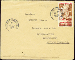 Lettre TAAF PA N°1 OBL CAD "Archipel Kerguelen Madagascar" (12.1.1950 - Lapérouse) Sur Lettre Pour Pointe à Pitre Avec T - Autres & Non Classés