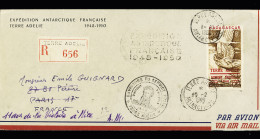 Lettre TAAF PA N°1 Avec Double CAD "Terre Adélie Antarctique (15.2.49 Et Date Erronée 1.20.50) Sur LR à En-tête "Expédit - Autres & Non Classés