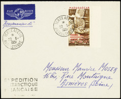 Lettre TAAF PA N°1 OBL CAD "Terre Adélie Antarctique" (22.6.1951 - Midwinter) Sur Lettre Par Avion Avec Griffe Caviardée - Otros & Sin Clasificación