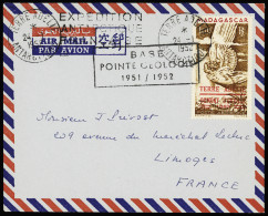 Lettre TAAF PA N°1 OBL CAD "Terre Adélie Antarctique" (24.1.1952) Sur Lettre Avec Cachet Rect Noir "Base Pointe Géologie - Otros & Sin Clasificación