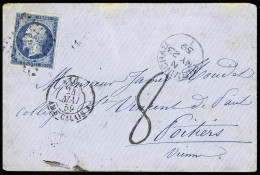 Lettre LST De Birmingham Pour Poitiers (1859) Avec Au Verso Mention Manuscrite "received In The Fold Of A Newspaper" (re - Postmark Collection