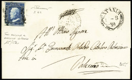 Lettre Silicie 1859 2 Gr. Bleu, Nuance Assez Foncé, Planche I, Sur Lettre De Catane (1-8-59) Pour Palerme, TB - Andere-Europa