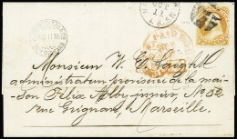 Lettre 1861-62 30c Orange Tied By Mute Cancel On Folded Cover From New Orleans (OCT 11, 1866) To Marseille In France, A  - Other & Unclassified