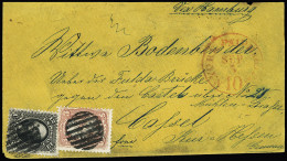 Lettre 1866 15c Black And 1861-62 3c Rose Tied By Circle Of Bars On Envelope From New York (SEP 3, 1868) To Cassel In Ge - Altri & Non Classificati