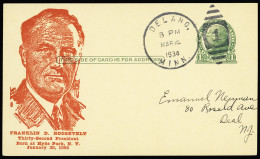 Lettre Entier CP USA 1c Vert OBL CAD "Delano Minn" (8.3.1934) Avec Effigie De Franklin Delano Roosevelt Qui Vient D'être - Other & Unclassified