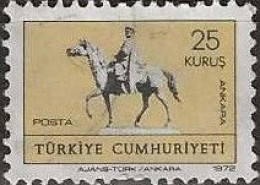 TURKEY 1972 Equestrian Statue Of Ataturk At Ankara - 25k - Black And Brown MNG - Nuevos