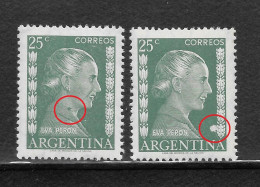 Argentina 1952 Eva Peron Two 25c Stamps With Special Varieties - Rare - HCV - Neufs