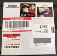 United States To Argentina 2021 Registered Cover With 2 Eagle-Moon Stamps $$$ - Covers & Documents