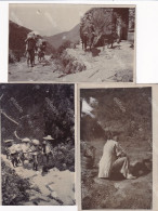 3 Real Photo Tibet ?  Western Lady In A Sedan Chair Climbing A Steepy Stair  Native Woman Etc - Tibet