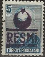 TURKEY 1951 Official - Inonu - 5k. - Blue MNG - Sellos De Servicio